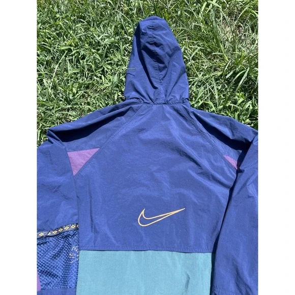 Vintage 90's Nike Color Block Anorak Parka Mens XL Windbreaker Hoodie